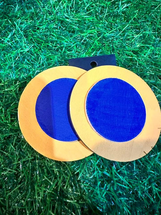 Gold/Blue Wooden Earring
